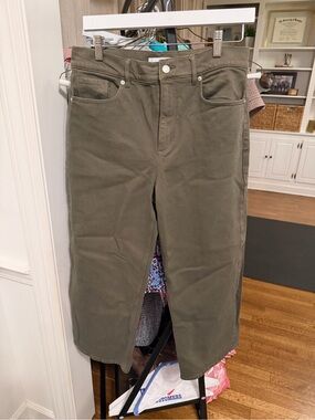 LOFT Olive Green Relaxed Straight-Leg Jeans